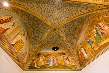 Plafond met fresco in Kerk van de Visitatie  of Abdij van de Kerk  van Sint Johannes