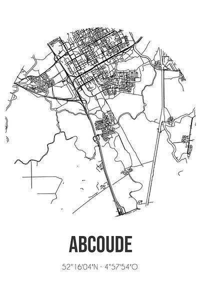 Abcoude (Utrecht) | Landkaart | Zwart-wit van Stad & Wand