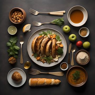 Stillleben Essen im Quadrat von Gert-Jan Siesling