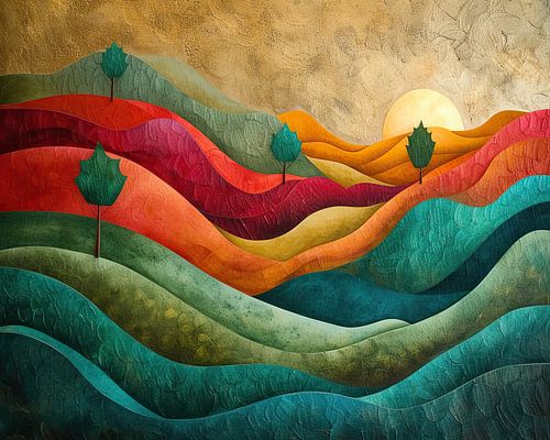 Paysage de colline moderne | Rythmes du crépuscule