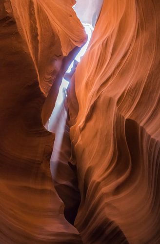 Beam of light in the gorge of Antelope Canyon, Arizona by Rietje Bulthuis
