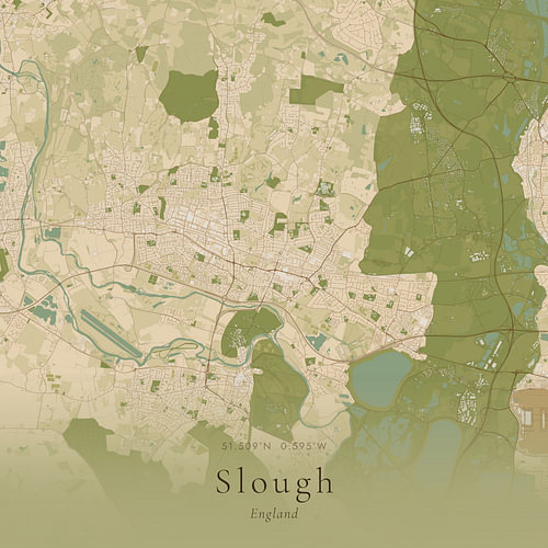 Vintage landkaart van Slough, United Kingdom