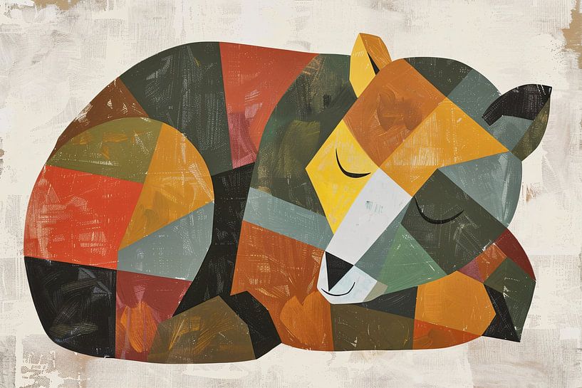 Abstract sleeping bear in geometric shapes by Imperial Art House