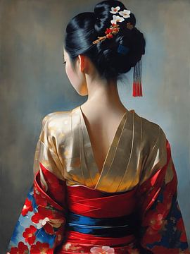 Japanese Geisha in kimono by Jolique Arte