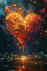 Dreamy majestic heart and butterflies by Wilma Mesman