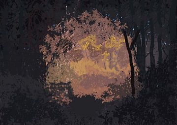 Point of light in the forest by DigitalArtForYou