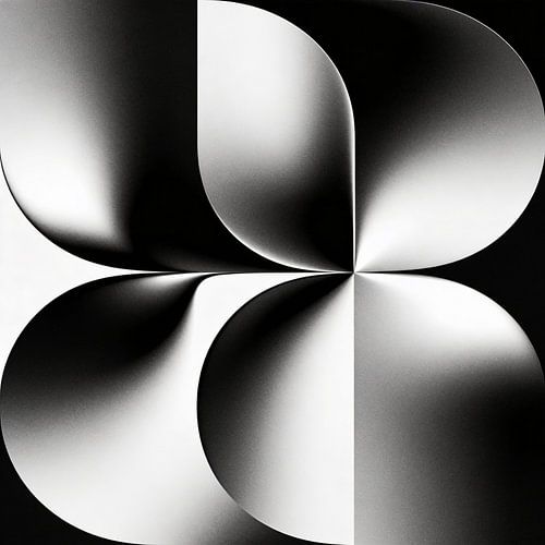 Des formes symétriques en argent dans un mouvement fluide