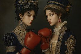 Baroque Ladies with Boxing Gloves - old masters style by Peter Pen Drawings and Paintings
