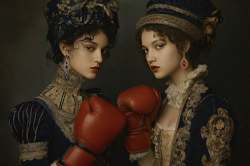 Baroque Ladies with Boxing Gloves - old masters style