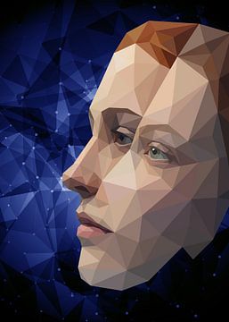 Dubbelportret Low poly (Surrealisme) van Low Profile