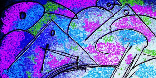 abstract schilderij paardenrennen in Iffezheim