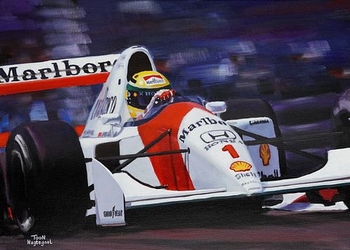 Ayrton Senna McLaren MP4/7A 1992 Gemälde von Toon Nagtegaal