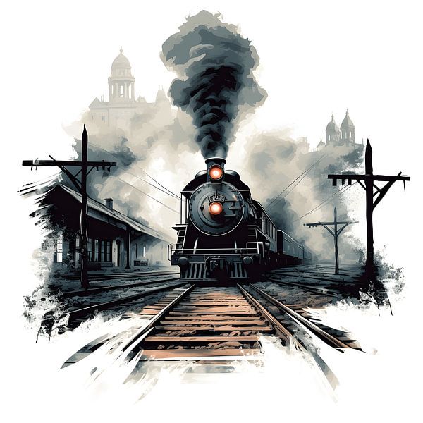 Steam locomotive on tracks by Pixelbull Design