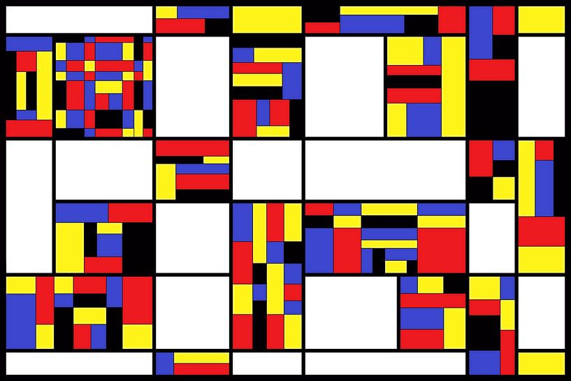 Composition in the style of Piet Mondriaan by W J Kok