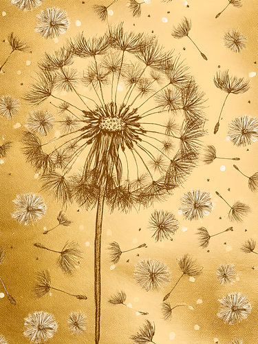 Gouden wensen: Paardenbloem met pluizen illustratie