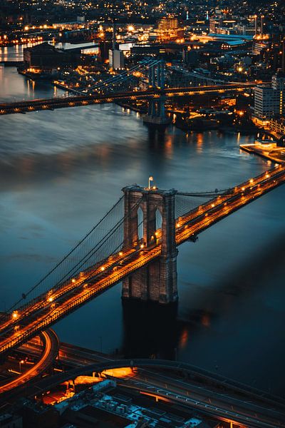 Brooklyn Bridge von oben, New York City, USA von Aloke Design