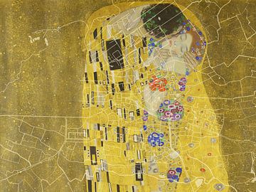 Map of Bergen with the Kiss by Gustav Klimt by Map Art Studio