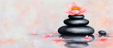 Lotusbloesem op stenen - Zen-sfeer van Poster Art Shop