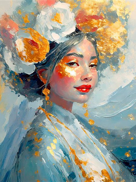 Japanese Yumi: beauty in silk with gold - 1 by Studio Pieternel