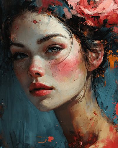 Kleurrijk close-up portret van een jonge vrouw