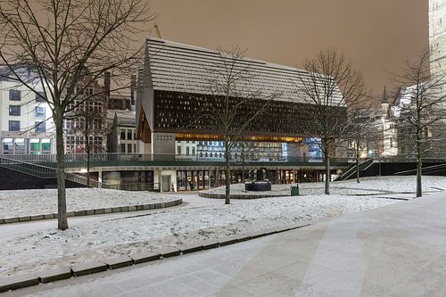 When it snows the Town Hall of Ghent