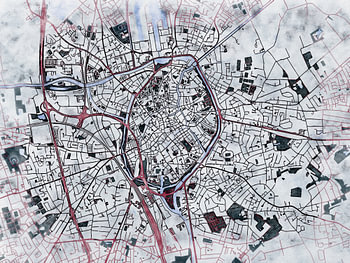 Kaart van Brugge in de stijl 'White Winter'