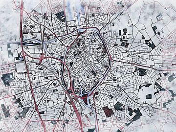 Kaart van Brugge in de stijl 'White Winter' van Maporia