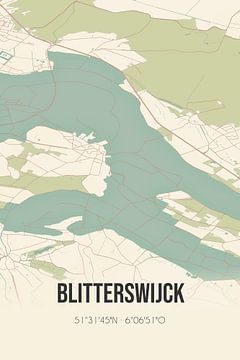 Vintage landkaart van Blitterswijck (Limburg) van MijnStadsPoster