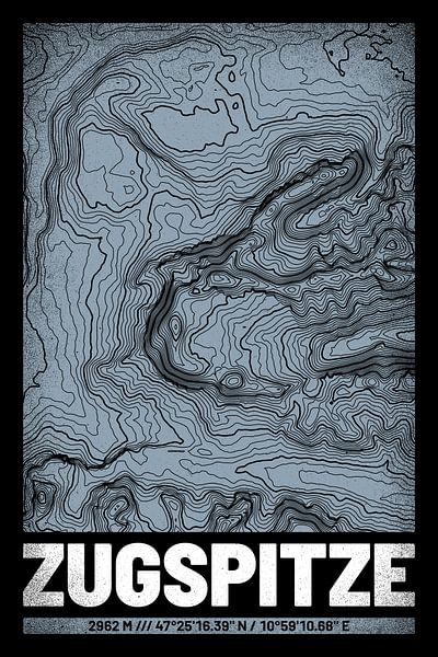 Zugspitze | Topographic Map (Grunge) by ViaMapia