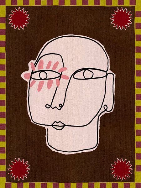 Minimalist Line Drawing Of A Face by Shatha Al Dafai