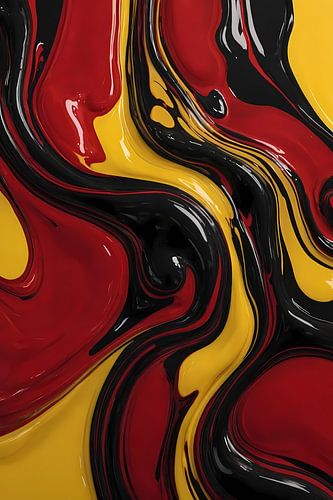 Dynamische abstracte dans in rood en geel