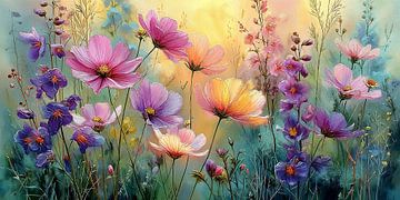 Zomerse Bloementuin in Pastel no.3 van Studio BB