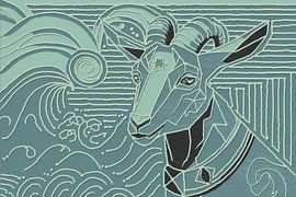 Chèvre marine avec étoile et lignes