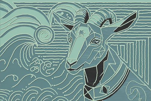 Zeegeit met ster en lijnen