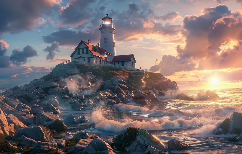 Leuchtturm und weiße Gischt von fernlichtsicht