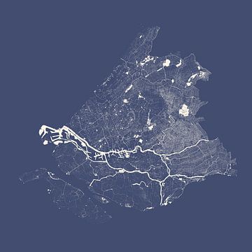 Les eaux de la Hollande méridionale en bleu royal sur Maps Are Art