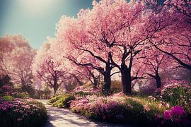 Kirschbäume im Frühling in einem Park