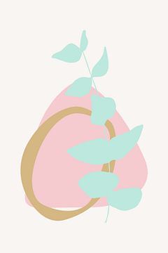 Leaves in pastel colors. Modern boho botanical no. 9 by Dina Dankers