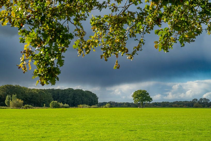 Flusslandschaft der Vecht mit einem hereinziehenden Sturm von Sjoerd van der Wal Fotografie