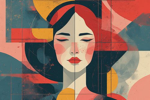 Serene Geometry — Modern Abstract Woman Portrait