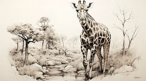 Federzeichnung einer Giraffe