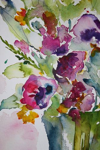 Bloemen in paars en groen 2