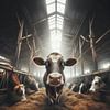Vaches dans l'étable avec du foin sur Ellen Van Loon