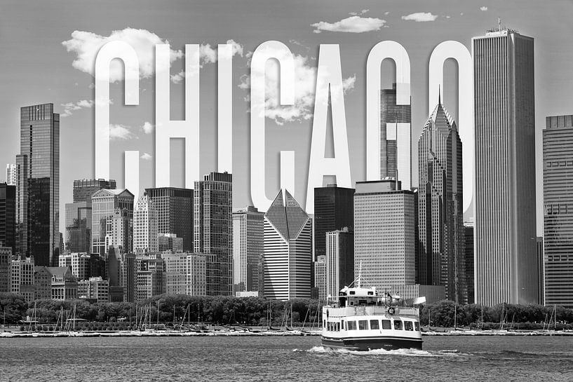CHICAGO Skyline | Monochrome par Melanie Viola