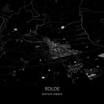 Schwarz-weiße Karte von Rolde, Drenthe. von Rezona