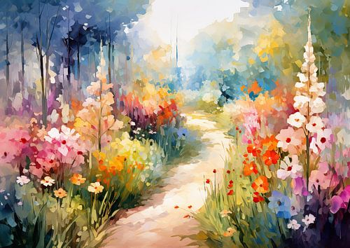 Path through flowers