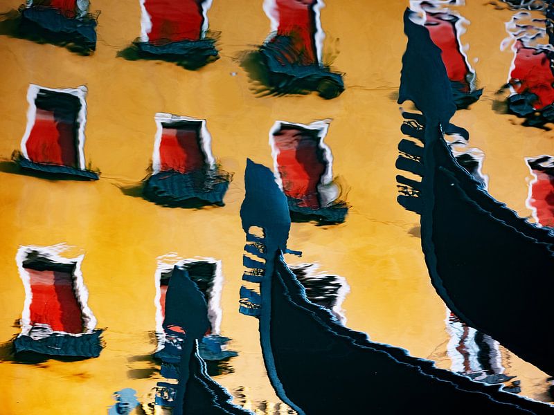 Gondolas reflected in the canal by Andreas Müller
