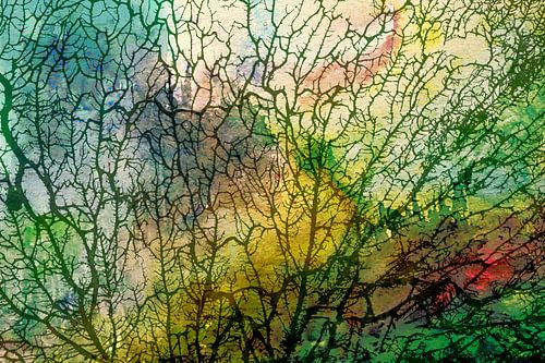 Scandinavisch Bos Beige Goud Groen