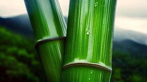 Glimmende bamboestammen in het regenwoud