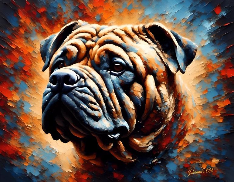 Wrinkled with Royalty: A Charming Chinese Shar-Pei Portrait by Johanna's Art by Johannas Art Creations